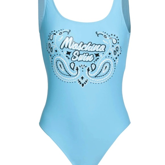Moschino Blue One-Piece Swimsuit with Whimsical Design - Picture 1 of 9